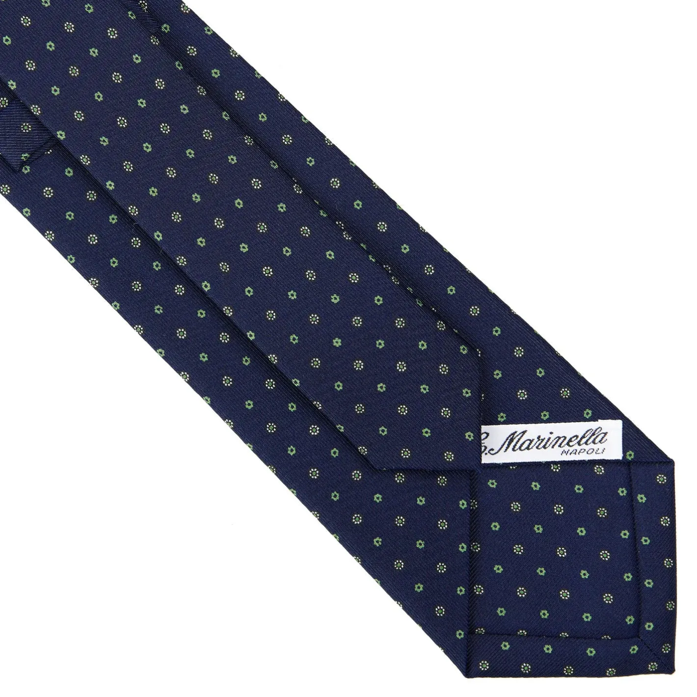 E.Marinella CRAVATTA SARTORIALE CLASSICA IN SETA BLU SCURO Microfantasia fiore Best