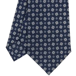 E.Marinella CRAVATTA SARTORIALE CLASSICA IN SETA BLU SCURO Microfantasia fiore