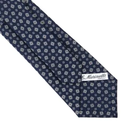 E.Marinella CRAVATTA SARTORIALE CLASSICA IN SETA BLU SCURO Microfantasia fiore