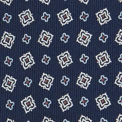 E.Marinella CRAVATTA SARTORIALE CLASSICA IN SETA BLU SCURO Microfantasia fiore