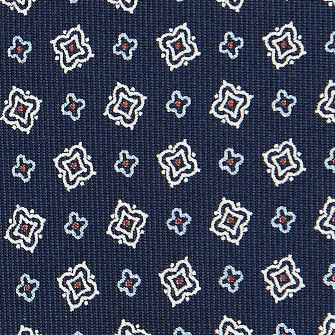 E.Marinella CRAVATTA SARTORIALE CLASSICA IN SETA BLU SCURO Microfantasia fiore