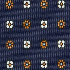 E.Marinella CRAVATTA SARTORIALE CLASSICA IN SETA BLU SCURO Microfantasia fiore Clearance