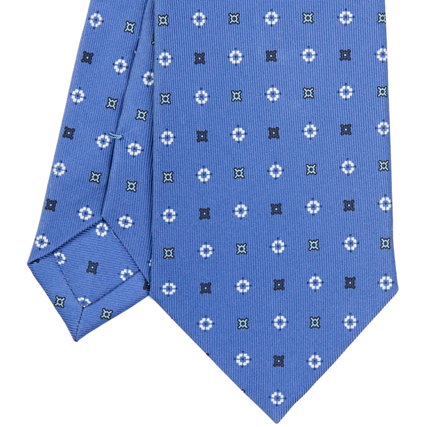 E.Marinella CRAVATTA SARTORIALE CLASSICA IN SETA AZZURRO POLVERE Microfantasia fiore Online