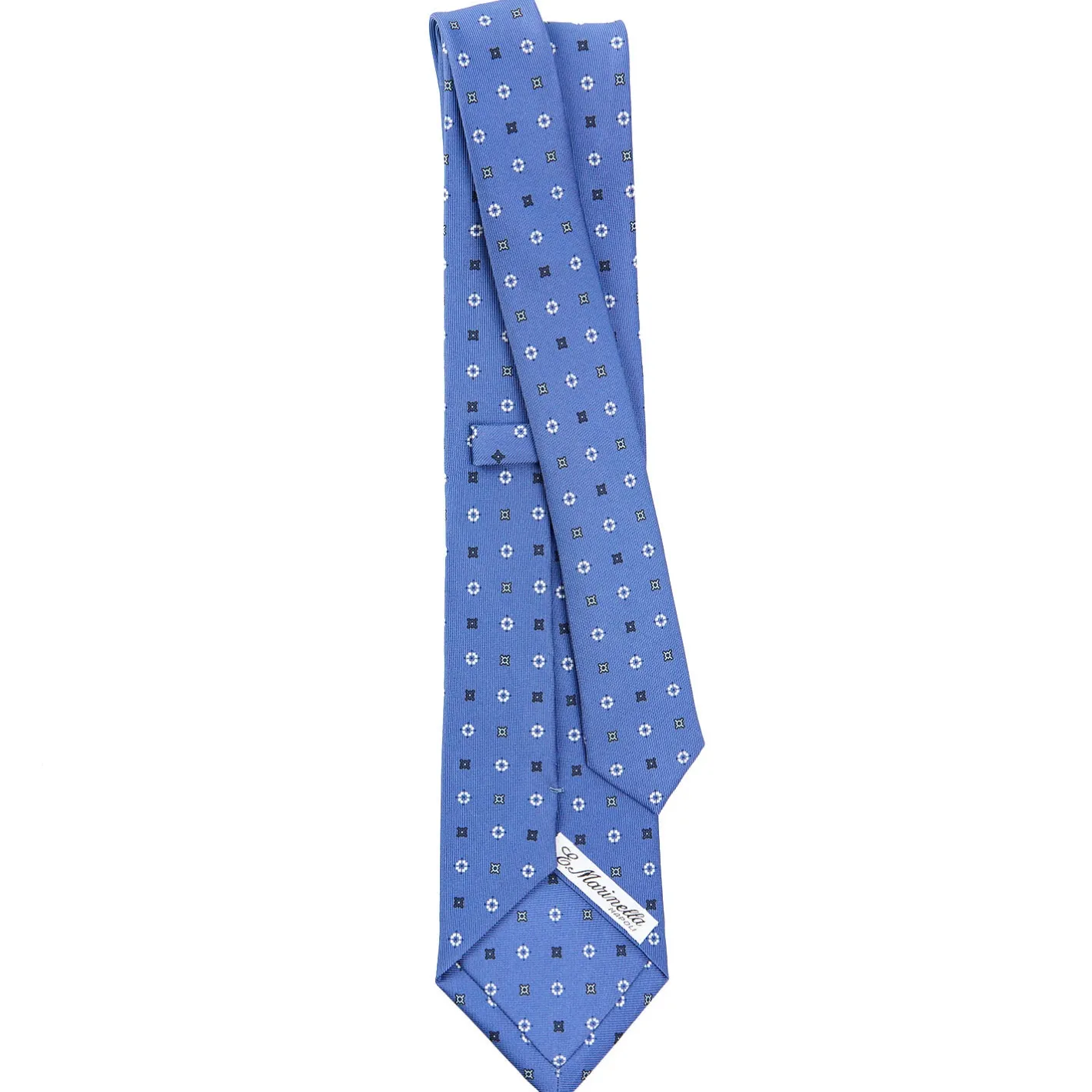 E.Marinella CRAVATTA SARTORIALE CLASSICA IN SETA AZZURRO POLVERE Microfantasia fiore Online
