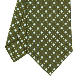 E.Marinella CRAVATTA SARTORIALE CLASSICA IN SETA VERDE OLIVA Microfantasia fiore Outlet