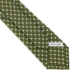 E.Marinella CRAVATTA SARTORIALE CLASSICA IN SETA VERDE OLIVA Microfantasia fiore Outlet