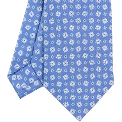 E.Marinella CRAVATTA SARTORIALE CLASSICA IN SETA AZZURRO POLVERE Microfantasia fiore
