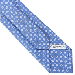 E.Marinella CRAVATTA SARTORIALE CLASSICA IN SETA AZZURRO POLVERE Microfantasia fiore