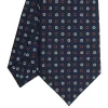 E.Marinella CRAVATTA SARTORIALE CLASSICA IN SETA BLU SCURO Microfantasia fiore Online