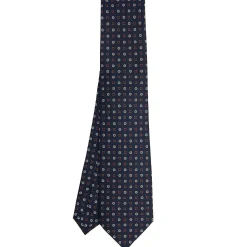 E.Marinella CRAVATTA SARTORIALE CLASSICA IN SETA BLU SCURO Microfantasia fiore Online