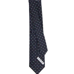 E.Marinella CRAVATTA SARTORIALE CLASSICA IN SETA BLU SCURO Microfantasia fiore Online