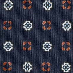 E.Marinella CRAVATTA SARTORIALE CLASSICA IN SETA BLU SCURO Microfantasia fiore Online