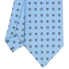E.Marinella CRAVATTA SARTORIALE CLASSICA IN SETA AZZURRA Microfantasia fiore Clearance
