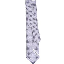 E.Marinella CRAVATTA SARTORIALE CLASSICA IN SETA GRIGIO CHIARO Microfantasia fiore Clearance