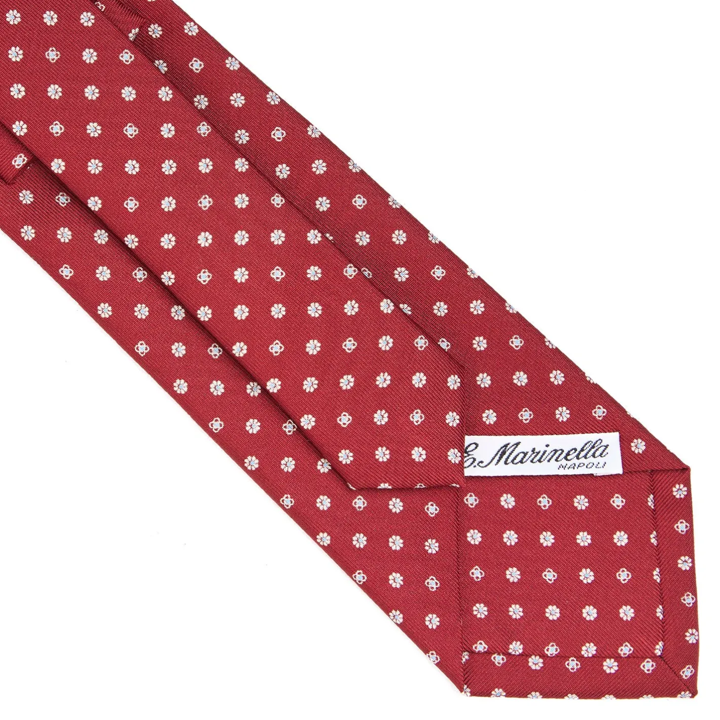 E.Marinella CRAVATTA SARTORIALE CLASSICA IN SETA BORDEAUX Microfantasia fiore Clearance