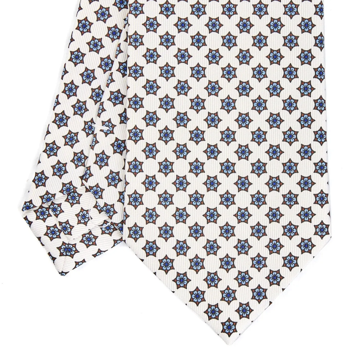 E.Marinella CRAVATTA SARTORIALE CLASSICA IN SETA BIANCA Microfantasia fiore Online