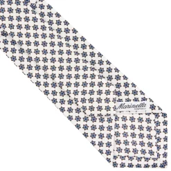 E.Marinella CRAVATTA SARTORIALE CLASSICA IN SETA BIANCA Microfantasia fiore Online
