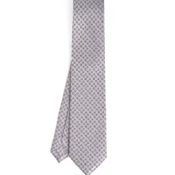 E.Marinella CRAVATTA SARTORIALE CLASSICA IN SETA GRIGIO CHIARO Microfantasia fiore Hot