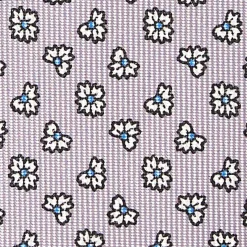 E.Marinella CRAVATTA SARTORIALE CLASSICA IN SETA GRIGIO CHIARO Microfantasia fiore Hot