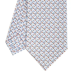 E.Marinella CRAVATTA SARTORIALE CLASSICA IN SETA BIANCO Microfantasia fiore Clearance
