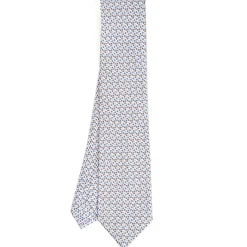 E.Marinella CRAVATTA SARTORIALE CLASSICA IN SETA BIANCO Microfantasia fiore Clearance
