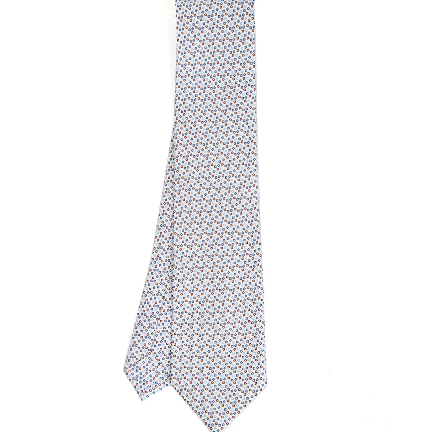 E.Marinella CRAVATTA SARTORIALE CLASSICA IN SETA BIANCO Microfantasia fiore Clearance