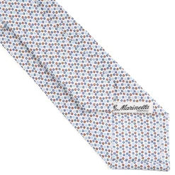 E.Marinella CRAVATTA SARTORIALE CLASSICA IN SETA BIANCO Microfantasia fiore Clearance