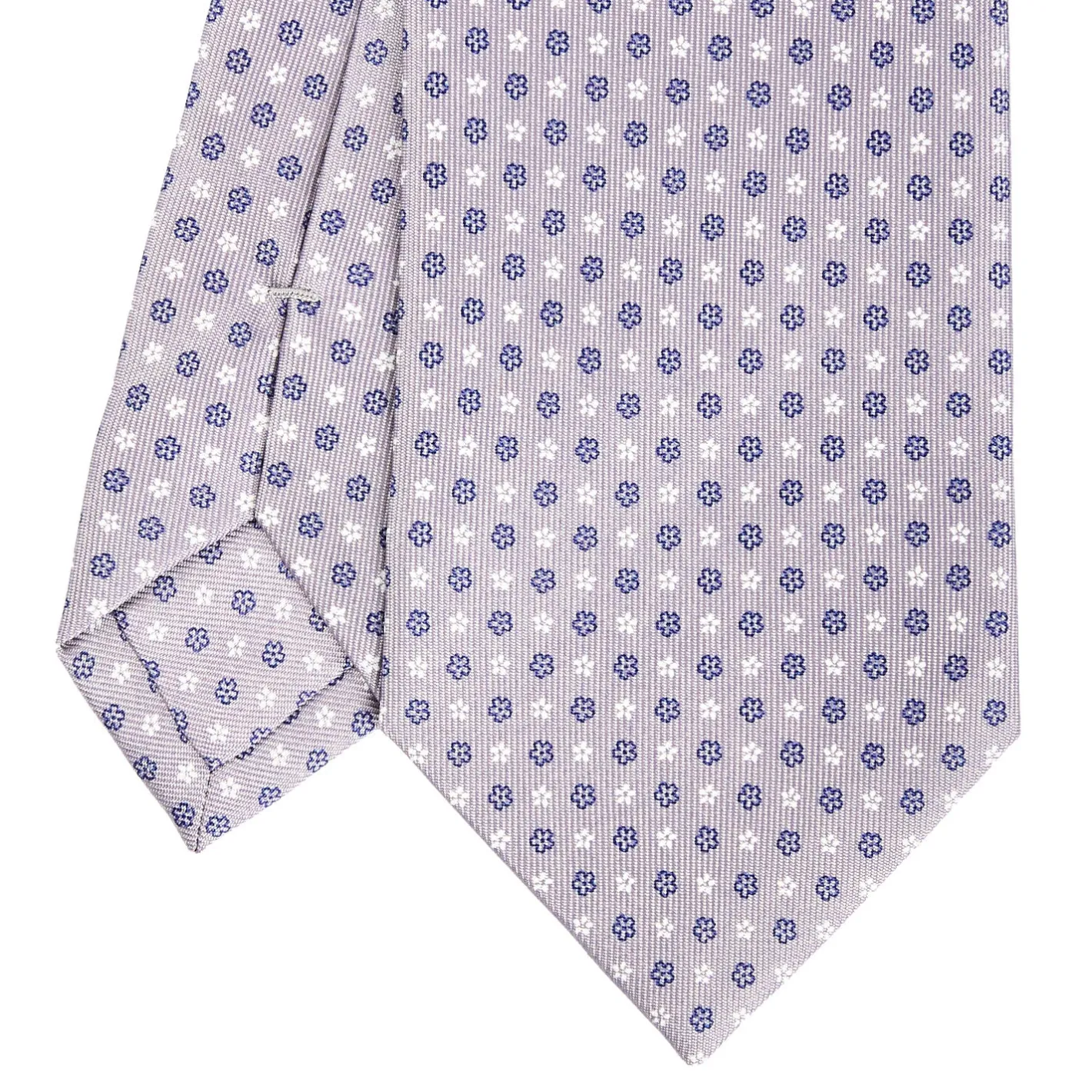 E.Marinella CRAVATTA SARTORIALE CLASSICA IN SETA GRIGIO CHIARO Microfantasia fiore Online