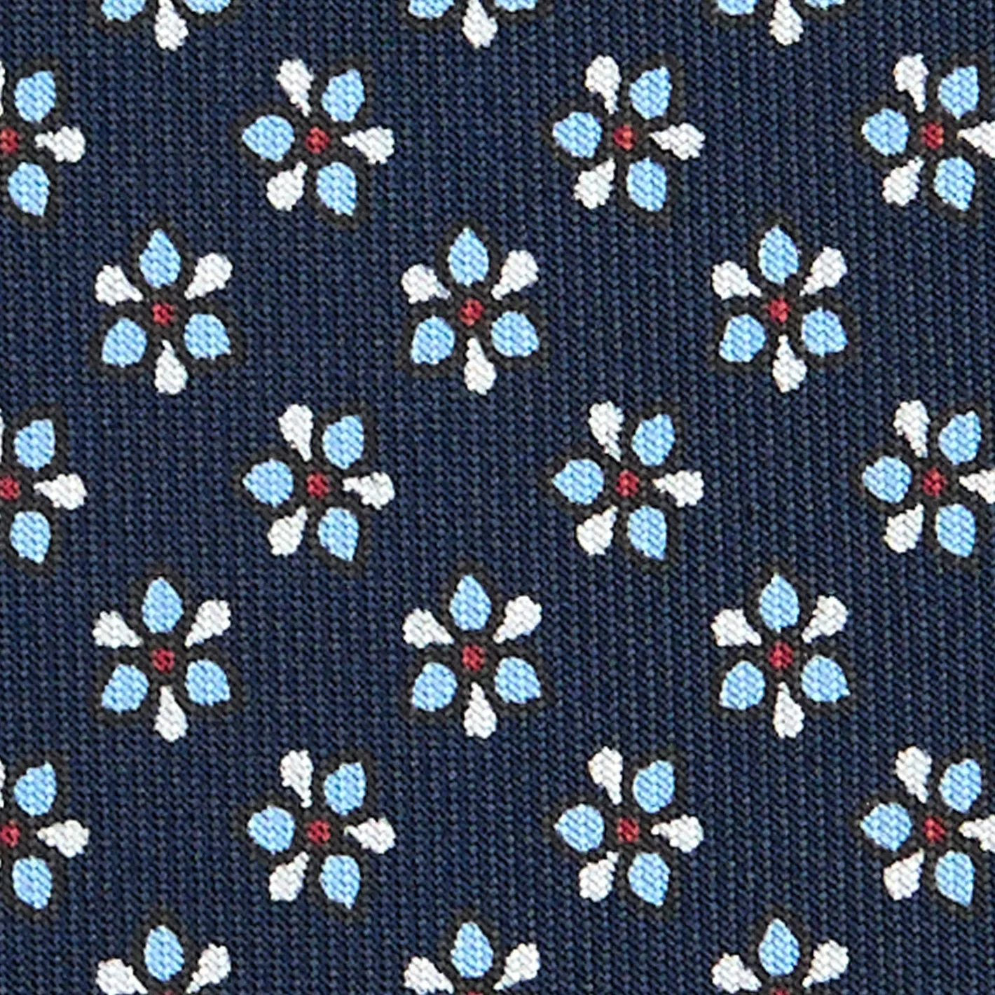 E.Marinella CRAVATTA SARTORIALE CLASSICA IN SETA BLU SCURO Microfantasia fiore Clearance