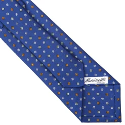 E.Marinella CRAVATTA SARTORIALE CLASSICA IN SETA BLU Microfantasia fiore Clearance