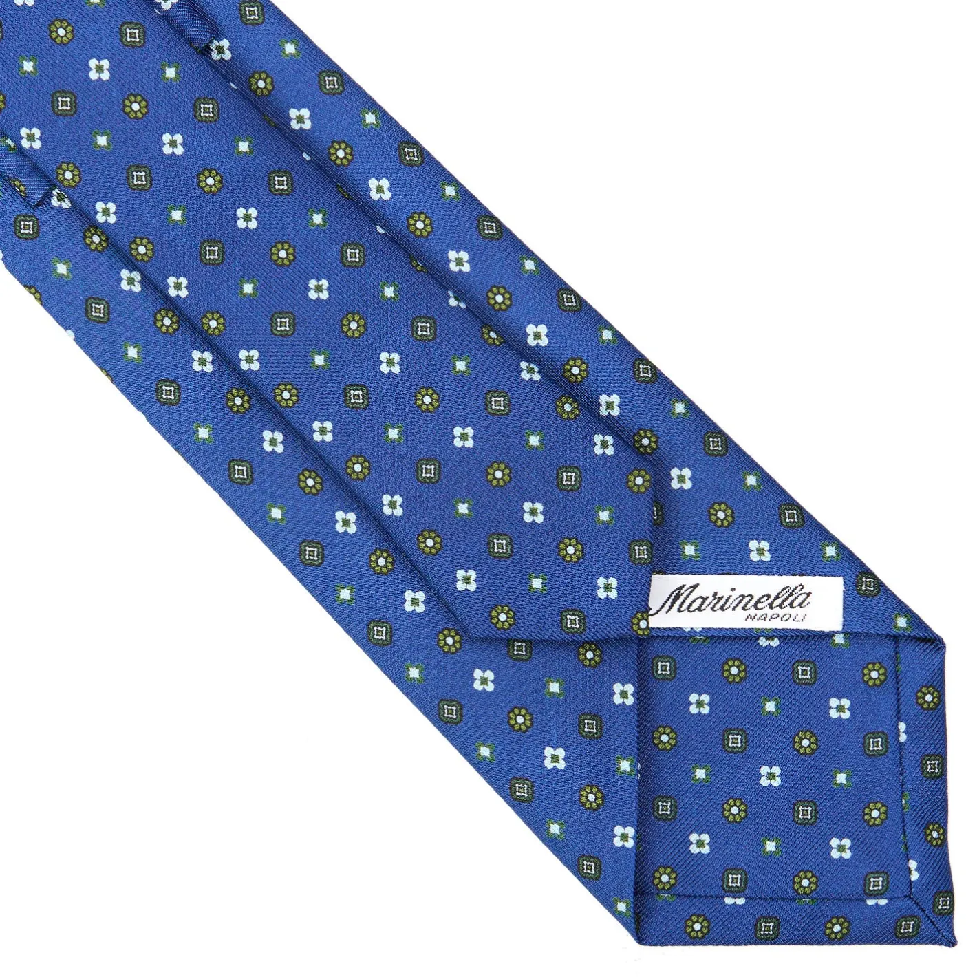 E.Marinella CRAVATTA SARTORIALE CLASSICA IN SETA BLU Microfantasia fiore Outlet