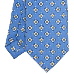 E.Marinella CRAVATTA SARTORIALE CLASSICA IN SETA AZZURRO POLVERE Microfantasia fiore Hot