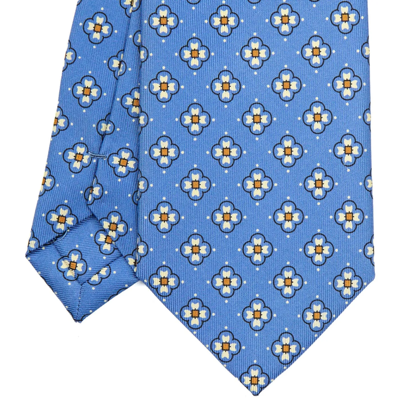 E.Marinella CRAVATTA SARTORIALE CLASSICA IN SETA AZZURRO POLVERE Microfantasia fiore Hot