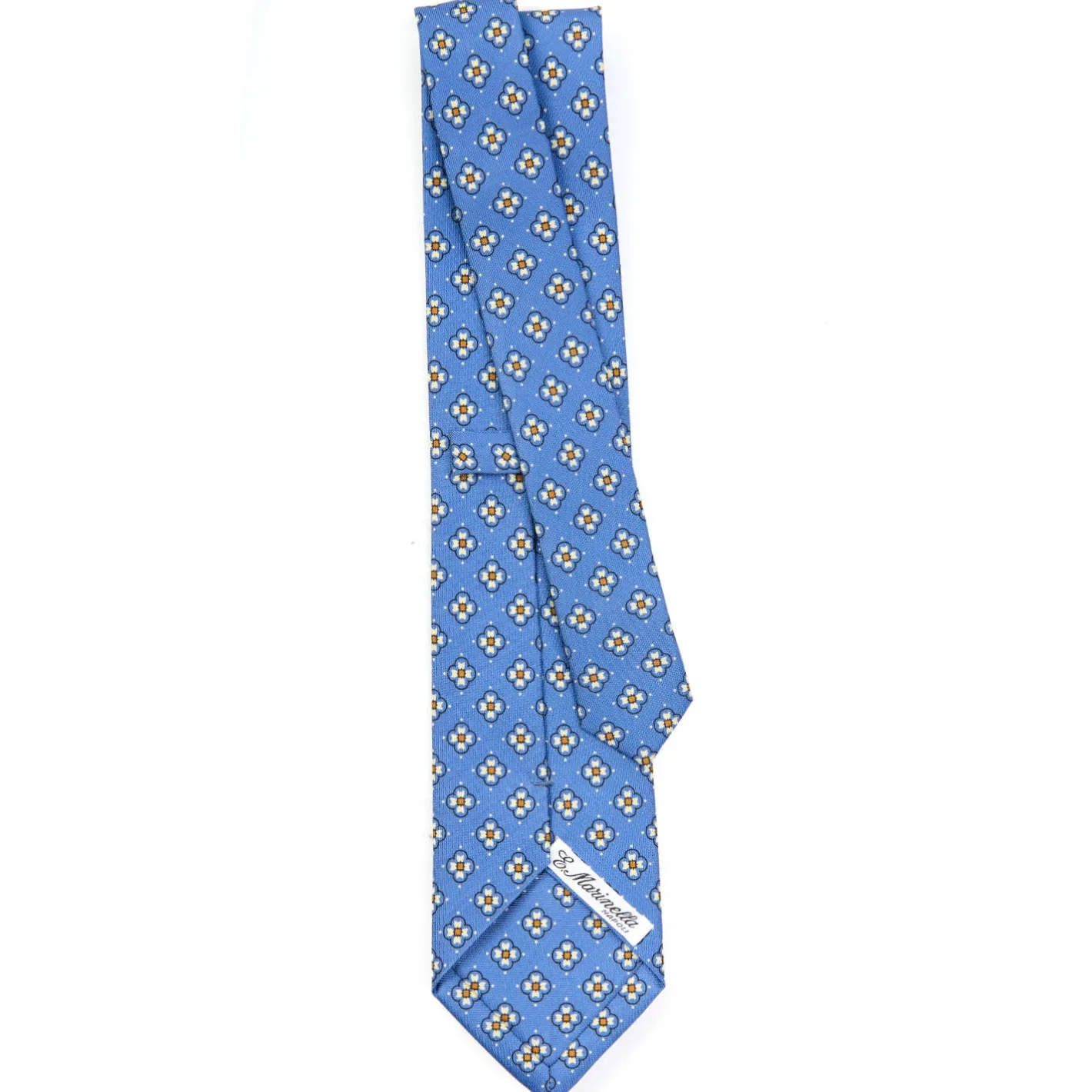 E.Marinella CRAVATTA SARTORIALE CLASSICA IN SETA AZZURRO POLVERE Microfantasia fiore Hot