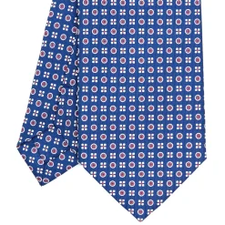 E.Marinella CRAVATTA SARTORIALE CLASSICA IN SETA BLU Microfantasia fiore