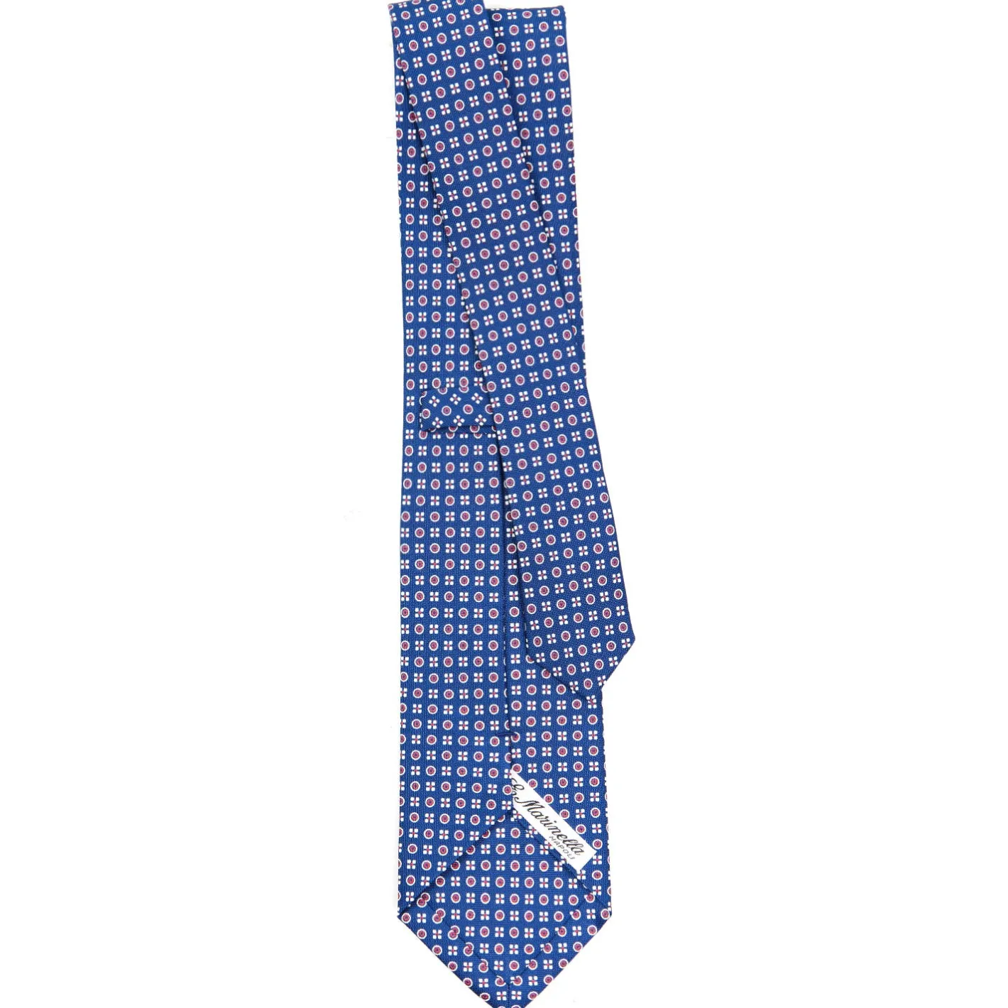 E.Marinella CRAVATTA SARTORIALE CLASSICA IN SETA BLU Microfantasia fiore