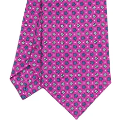 E.Marinella CRAVATTA SARTORIALE CLASSICA IN SETA FUCSIA Microfantasia fiore Hot