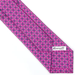 E.Marinella CRAVATTA SARTORIALE CLASSICA IN SETA FUCSIA Microfantasia fiore Hot