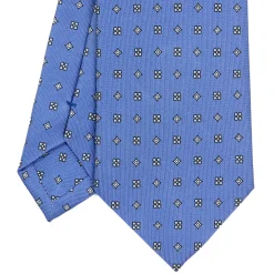 E.Marinella CRAVATTA SARTORIALE CLASSICA IN SETA AZZURRO POLVERE Microfantasia fiore Best