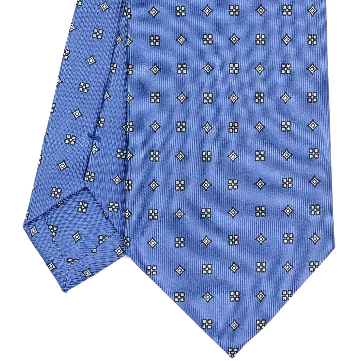 E.Marinella CRAVATTA SARTORIALE CLASSICA IN SETA AZZURRO POLVERE Microfantasia fiore Best