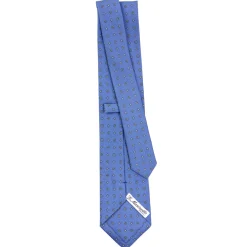 E.Marinella CRAVATTA SARTORIALE CLASSICA IN SETA AZZURRO POLVERE Microfantasia fiore Best