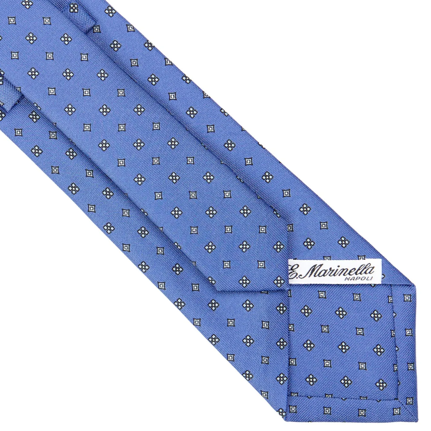 E.Marinella CRAVATTA SARTORIALE CLASSICA IN SETA AZZURRO POLVERE Microfantasia fiore Best