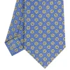 E.Marinella CRAVATTA SARTORIALE CLASSICA IN SETA AZZURRO POLVERE Microfantasia fiore New