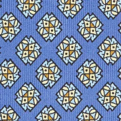 E.Marinella CRAVATTA SARTORIALE CLASSICA IN SETA AZZURRO POLVERE Microfantasia fiore New
