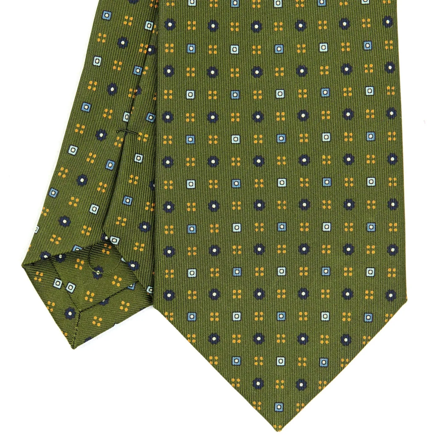 E.Marinella CRAVATTA SARTORIALE CLASSICA IN SETA VERDE OLIVA Microfantasia fiore Online