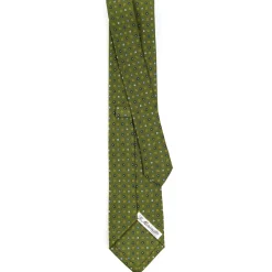 E.Marinella CRAVATTA SARTORIALE CLASSICA IN SETA VERDE OLIVA Microfantasia fiore Online