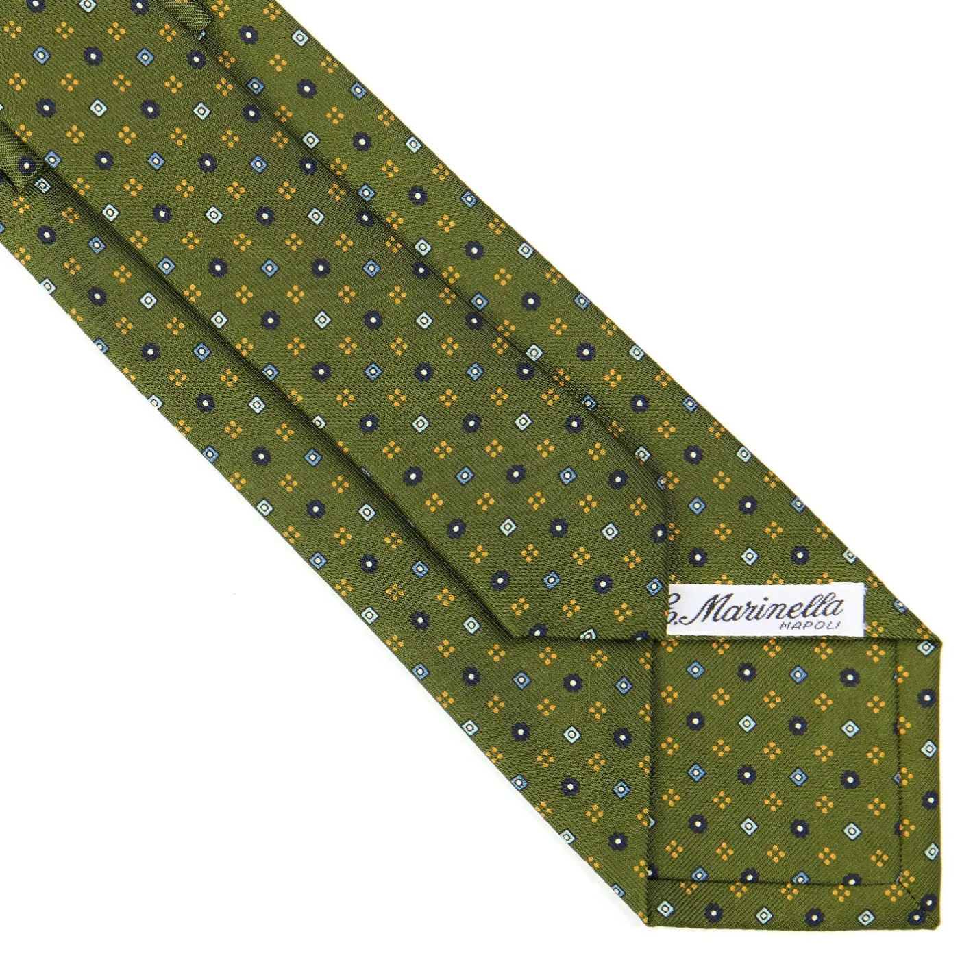 E.Marinella CRAVATTA SARTORIALE CLASSICA IN SETA VERDE OLIVA Microfantasia fiore Online