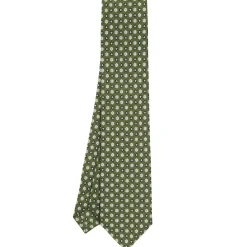 E.Marinella CRAVATTA SARTORIALE CLASSICA IN SETA VERDE OLIVA Microfantasia fiore Outlet