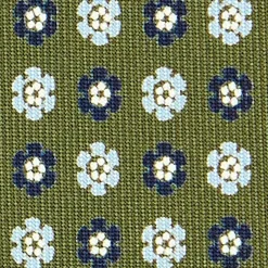 E.Marinella CRAVATTA SARTORIALE CLASSICA IN SETA VERDE OLIVA Microfantasia fiore Outlet