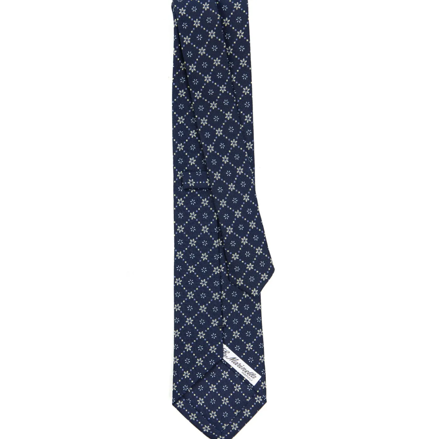 E.Marinella CRAVATTA SARTORIALE CLASSICA IN SETA BLU SCURO Microfantasia fiore Online